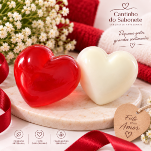 Kit com 10 Sabonetes Artesanais Coração 3 D
